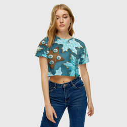 Женская футболка Crop-top 3D Новогоднее печенье - фото 2