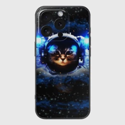 Чехол для iPhone 16 Pro силиконовый с защитой камеры Кот космонавт