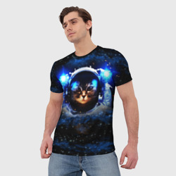 Мужская футболка 3D Кот космонавт - фото 2