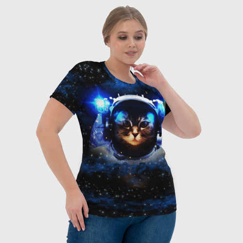Женская футболка 3D Кот космонавт, цвет 3D печать - фото 6