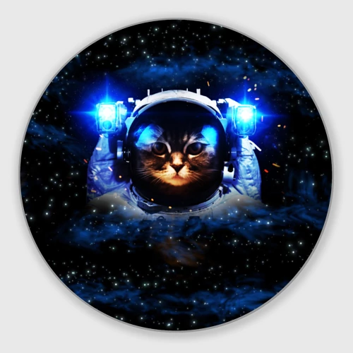 Круглый коврик для мышки Кот космонавт