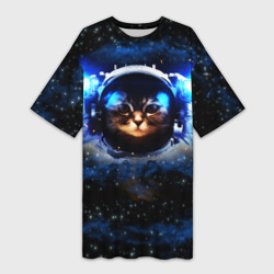 Платье-футболка 3D Кот космонавт