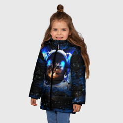 Зимняя куртка для девочек 3D Кот космонавт - фото 2