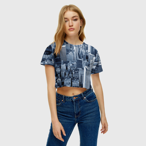 Женская футболка Crop-top 3D New York, цвет 3D печать - фото 3