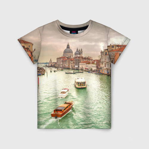 Детская футболка 3D с принтом Венеция, вид спереди #2