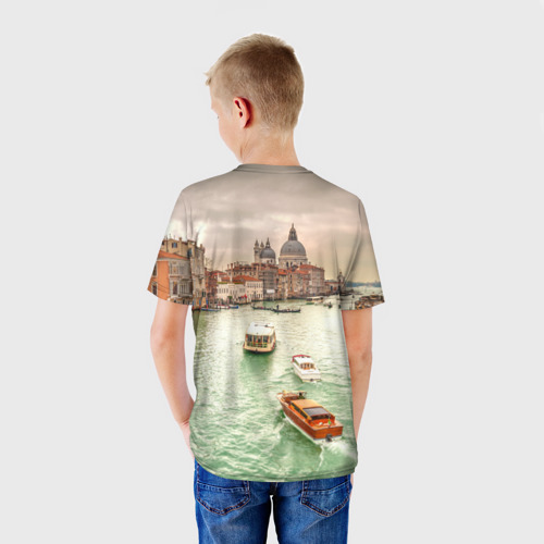 Детская футболка 3D с принтом Венеция, вид сзади #2