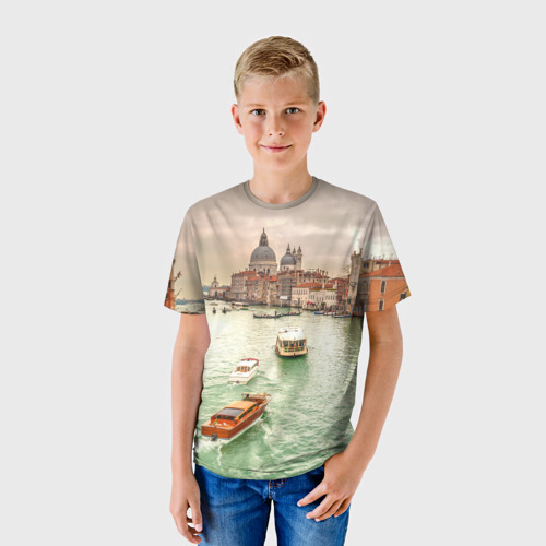 Детская футболка 3D с принтом Венеция, фото на моделе #1