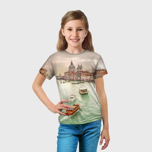 Детская футболка 3D с принтом Венеция, вид сбоку #3