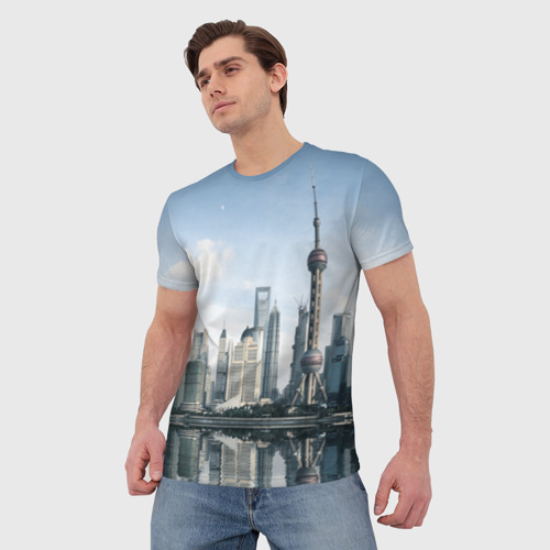 Мужская футболка 3D Шанхай, цвет 3D печать - фото 3