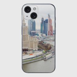 Чехол для iPhone 15 силиконовый с защитой камеры Москва-Сити