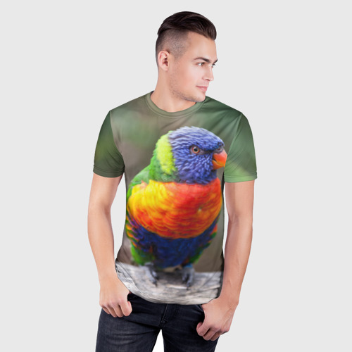 Мужская футболка 3D Slim Попугай, цвет 3D печать - фото 3
