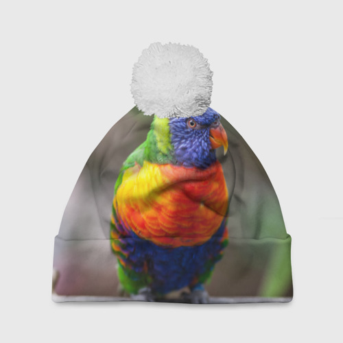 Шапка 3D c помпоном Попугай, цвет 3D печать