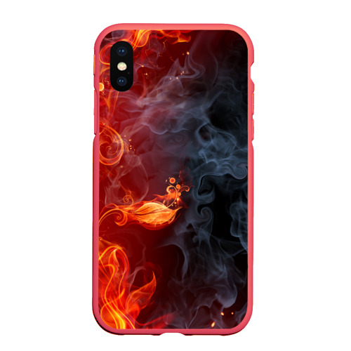 Чехол для iPhone XS Max матовый Стихия огня, цвет красный