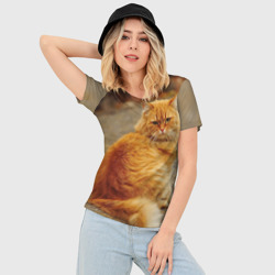 Женская футболка 3D Slim Рыжий кот - фото 2
