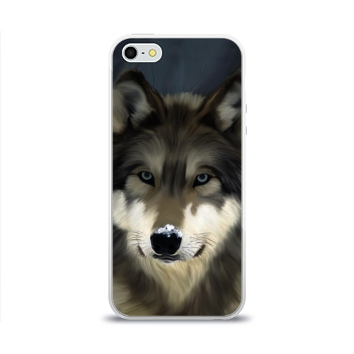 Чехол для Apple iPhone 5/5S силиконовый глянцевый Картина волк Фото 01 Чехол для Apple iPhone 5/5S силиконовый глянцевый Картина волк Фото 01