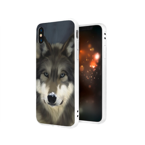 Чехол для Apple iPhone X силиконовый матовый Картина волк Фото 01 Чехол для Apple iPhone X силиконовый матовый Картина волк Фото 01