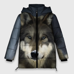 Женская зимняя куртка Oversize Картина волк