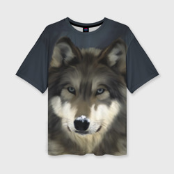Женская футболка oversize 3D Картина волк