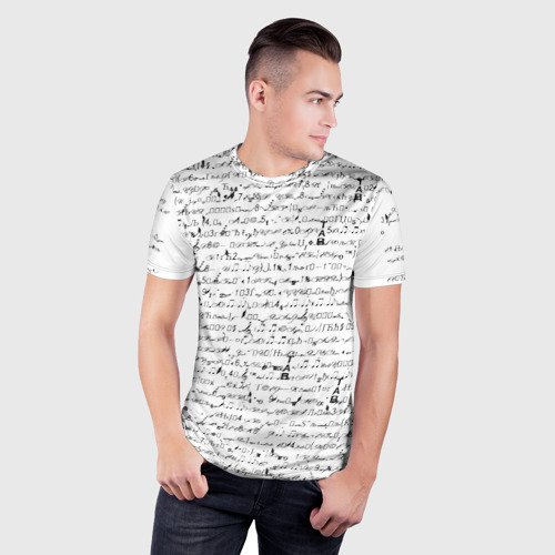 Мужская футболка 3D Slim Ноты, цвет 3D печать - фото 3