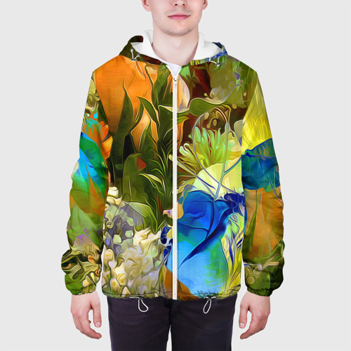 Мужская куртка 3D Цветы, цвет 3D печать - фото 4