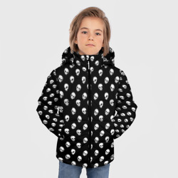 Зимняя куртка для мальчиков 3D Белые черепа на черном фоне - фото 2