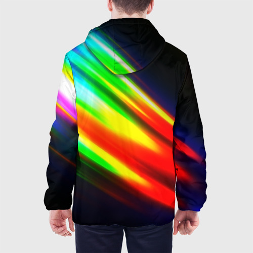 Мужская куртка 3D Цветные блики, цвет 3D печать - фото 5