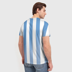 Футболка с принтом Сборная Аргентины по футболу для мужчины, вид на модели сзади №2. Цвет основы: белый