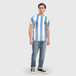Футболка с принтом Сборная Аргентины по футболу для мужчины, вид на модели спереди №3. Цвет основы: белый