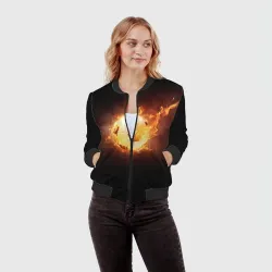 Женский бомбер 3D Огненный мяч - фото 2