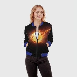 Женский бомбер 3D Огненный мяч - фото 2