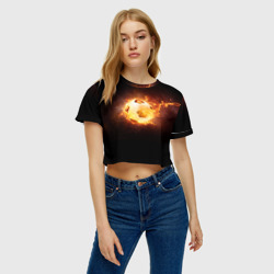 Женская футболка Crop-top 3D Огненный мяч - фото 2