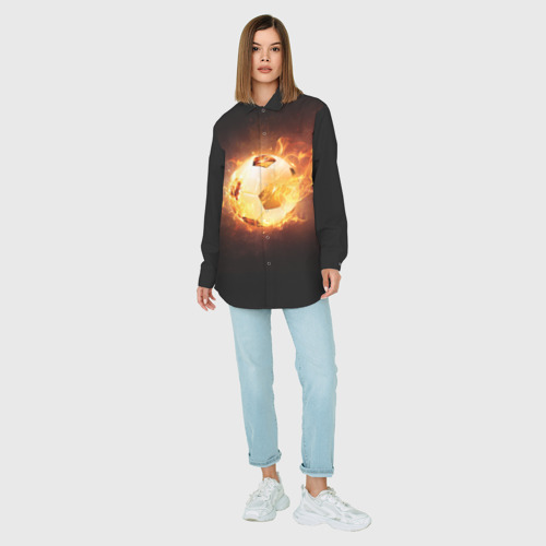 Женская рубашка oversize 3D с принтом Огненный мяч, вид сбоку #3