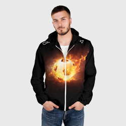 Мужская ветровка 3D Огненный мяч - фото 2