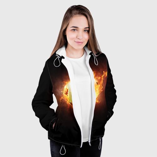 Женская куртка 3D Огненный мяч, цвет белый - фото 4