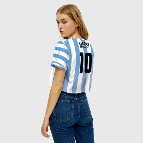 Женская футболка Crop-top 3D Месси - сборная Аргентины, цвет 3D печать - фото 5