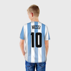 Футболка с принтом Месси — сборная Аргентины для мужчины, вид на модели сзади №2. Цвет основы: белый