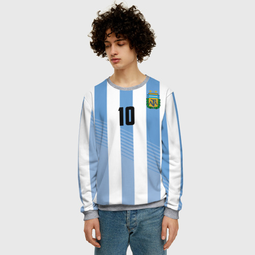 Мужской свитшот 3D Месси - сборная Аргентины, цвет меланж - фото 3