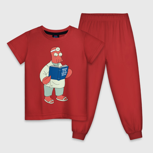 Детская пижама хлопок с принтом Доктор Зойдберг, вид спереди #2