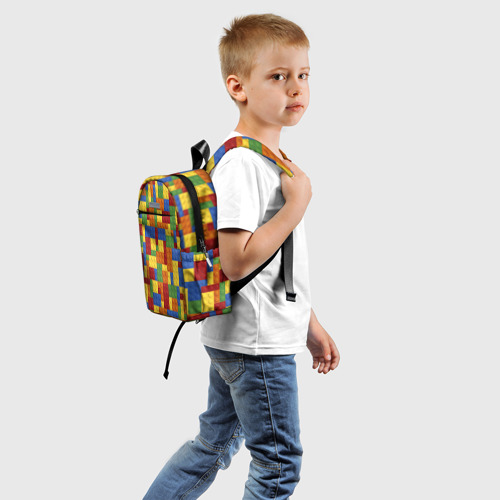 Детский рюкзак 3D с принтом Конструктор Лего, вид сзади #1