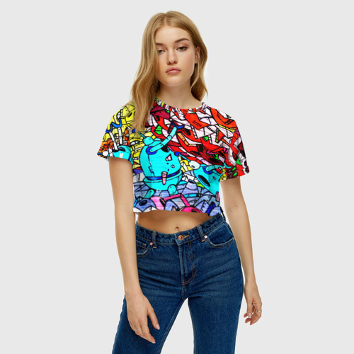 Женская футболка Crop-top 3D Механика, цвет 3D печать - фото 3