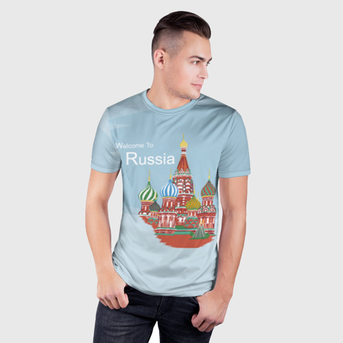 Мужская футболка 3D Slim Welcom To Russia, цвет 3D печать - фото 3