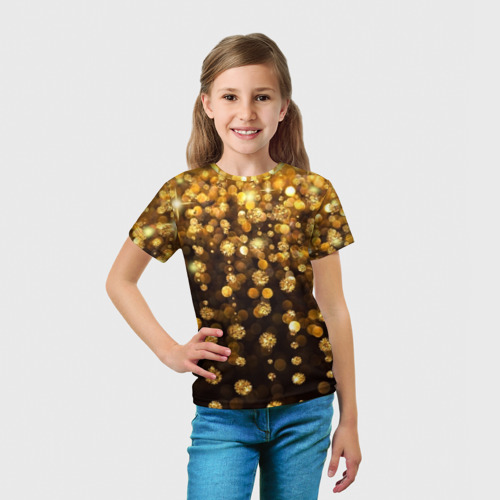 Детская футболка 3D Золотой дождь, цвет 3D печать - фото 5