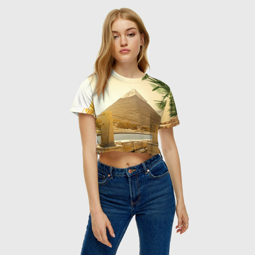 Женская футболка Crop-top 3D Egypt, цвет 3D печать - фото 3