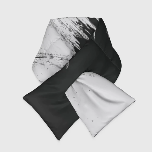 Шарф-пуховик 3D Краска бело-черное по диагонали