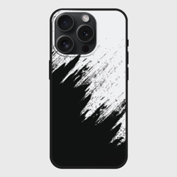Чехол силиконовый для Apple iPhone 15 Pro матовый Краска бело-черное по диагонали