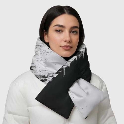 Шарф-пуховик 3D Краска бело-черное по диагонали - фото 4