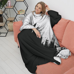 Плед с рукавами Краска бело-черное по диагонали - фото 2