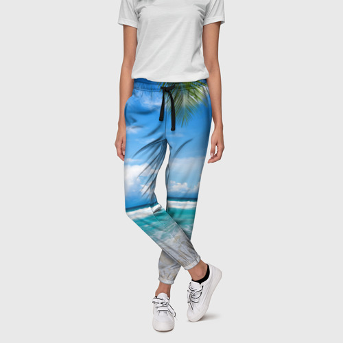 Женские брюки 3D Карибский пляж, цвет 3D печать - фото 3