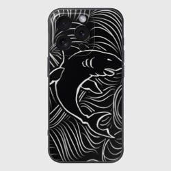 Чехол для iPhone 16 Pro силиконовый с защитой камеры Акула в морской пучине