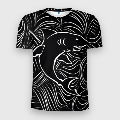 Мужская футболка 3D Slim Акула в морской пучине